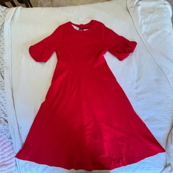 Boden Classic Red Midi Dress w Flutter Sleeves NEW Women US 10R DO132 Red - Picture 4 of 16